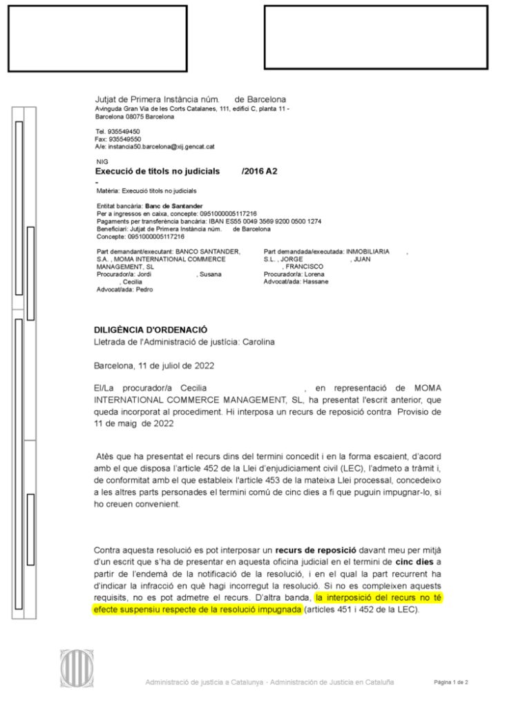 11-07-22.- D.O. notif el 18-07 por presentado escrito de MOMA cinco dias para impugnarlo. FINE 25-07
