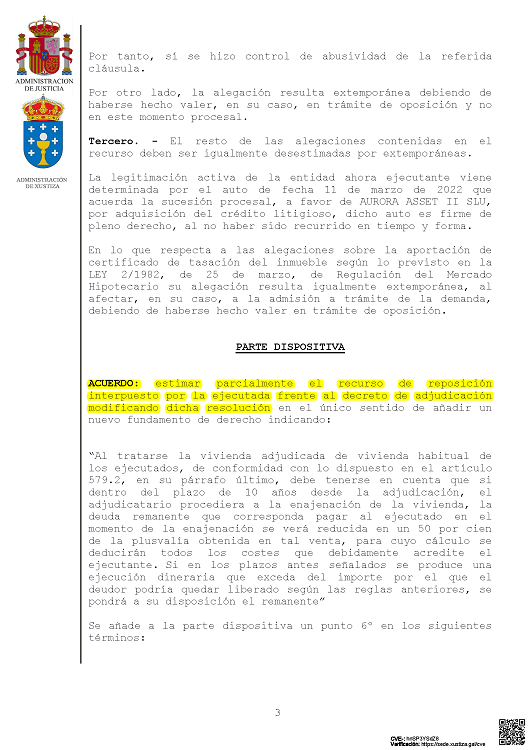 18-10-22.- DECRETO notif el 19-10 se acuerda estimar parcialmente nuestro recurso de reposicion modificando resolucion en el unico sentido de añadir un nuevo fundamento de derecho