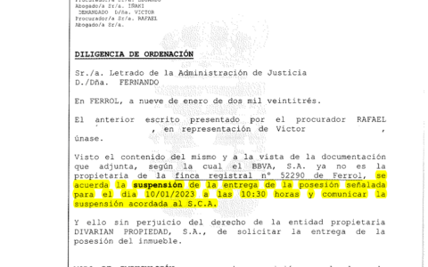 09-01-23.- D.O. notif el 11-01 por presentado nuestro escrito, visto el contenido se acuerda SUSPENDER POSESION