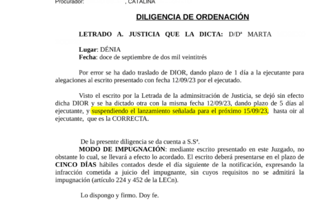 12-09-23.- D.O. notif el 13-09 se acuerda la suspension del lanzamiento
