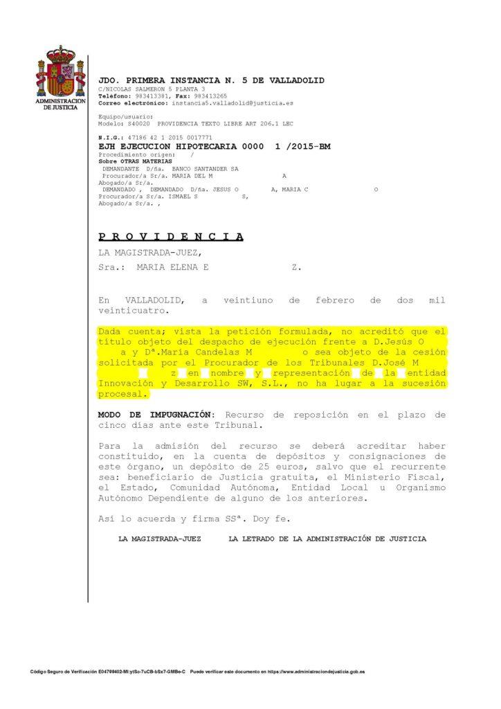 21-02-24.- PROVIDENCIA notif el 23-02 no ha lugar a la sucesion procesal