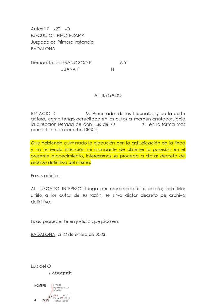 29-02-24.- ESCRITO CONTRARIO no teniendo intencion de obtener la posesion interesa se dicte decreto de archivo definitivo