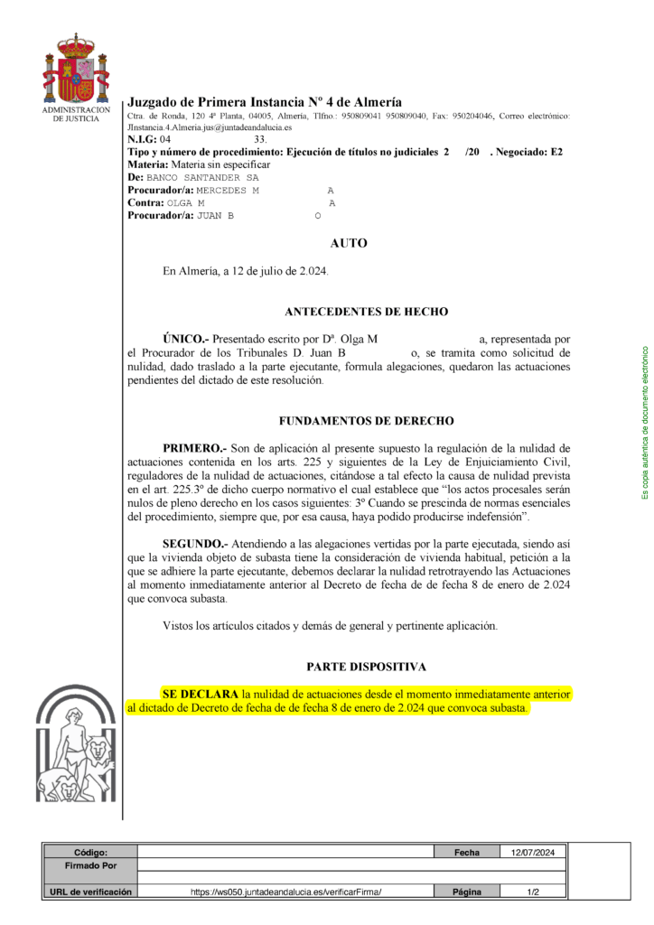 12-07-24.- AUTO notif el 16-07 se DECLARA LA NULIDAD DE ACTUACIONES