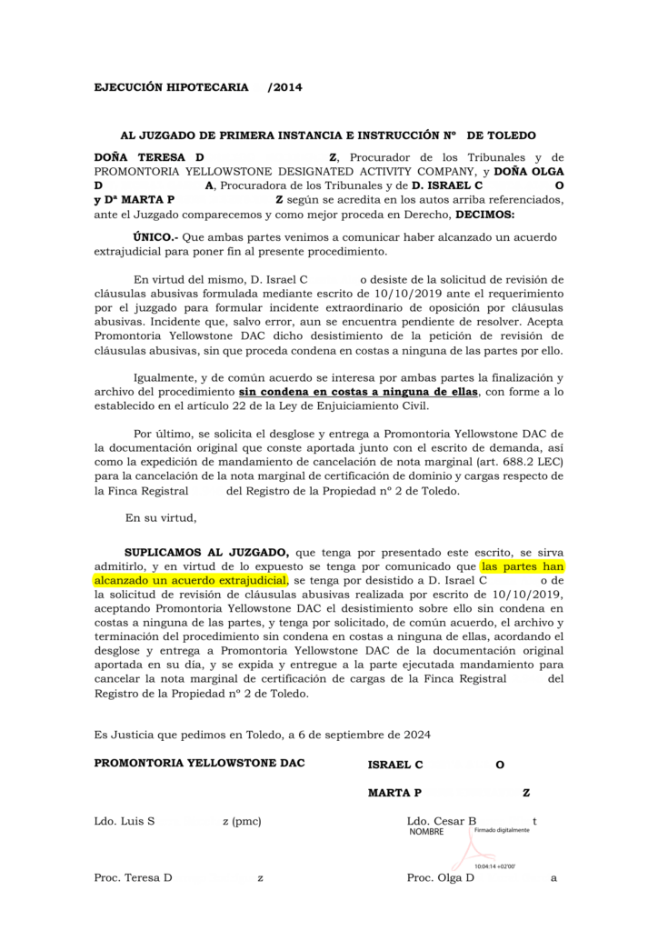 17-09-24.- JUSTIFICANTE PRESENTACION DEL ESCRITO CONJUNTO acuerdo extrajudicial partes
