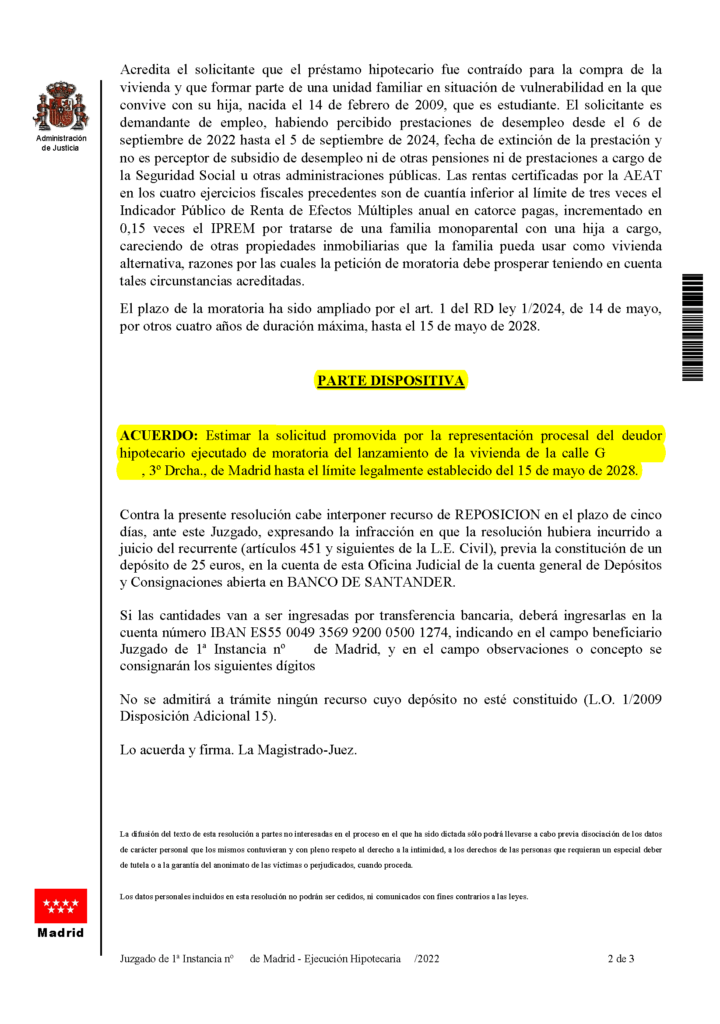 26-05-25.- AUTO notif el 26-05 Se suspende el lanzamiento hasta el 15 de mayo de 2028